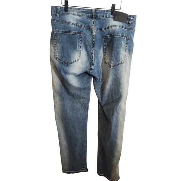Dynasty Jeans 1738 Distressed Straight Leg Vintage Wash Denim Bottoms Size 36 - Picture 2 of 9